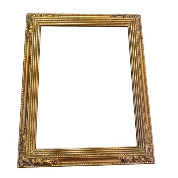 Vtg Gold Wood Ornate Design 8"x6" Pic Opening 10"x8" Full Frame Stamped Mexico - Picture 1 of 8